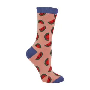 1 Pack Ladies Novelty Dusky Pink Watermelon Bamboo Socks