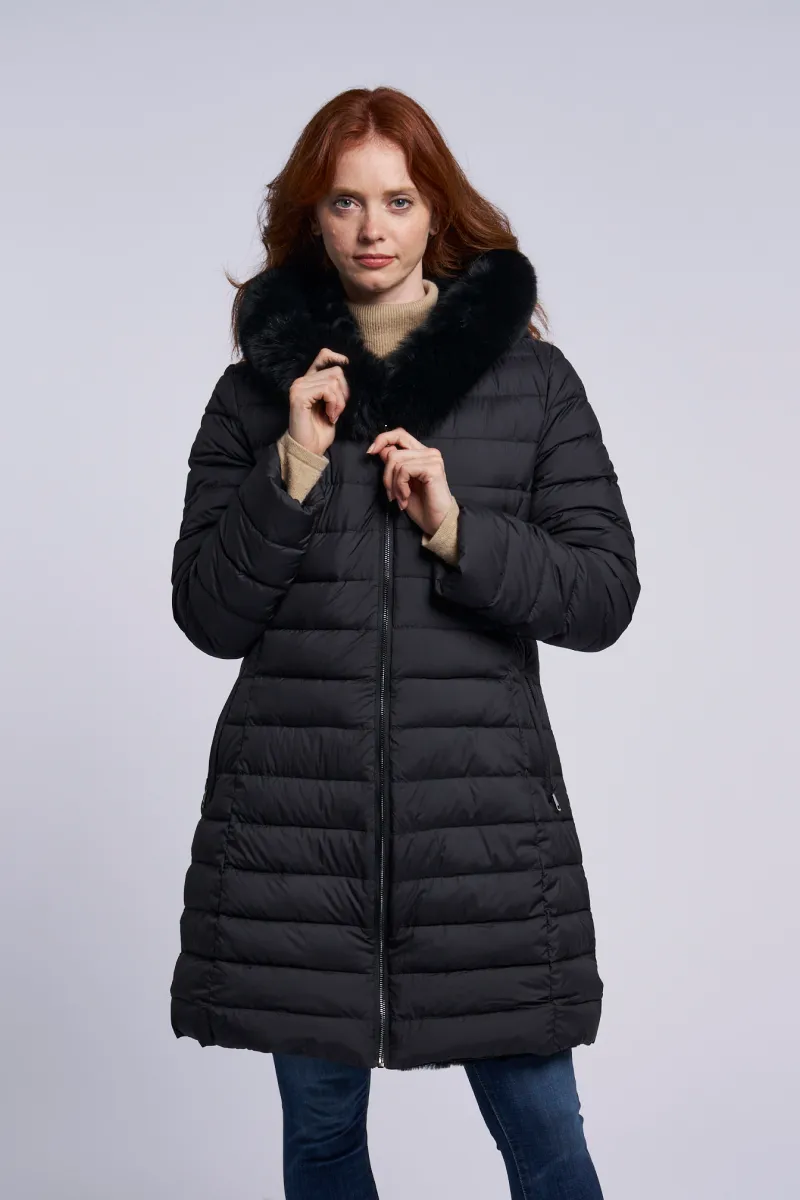 #2281HD Horizontal Down  coat Reverses to Sheared Layered Rabbit