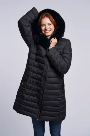 #2281HD Horizontal Down  coat Reverses to Sheared Layered Rabbit