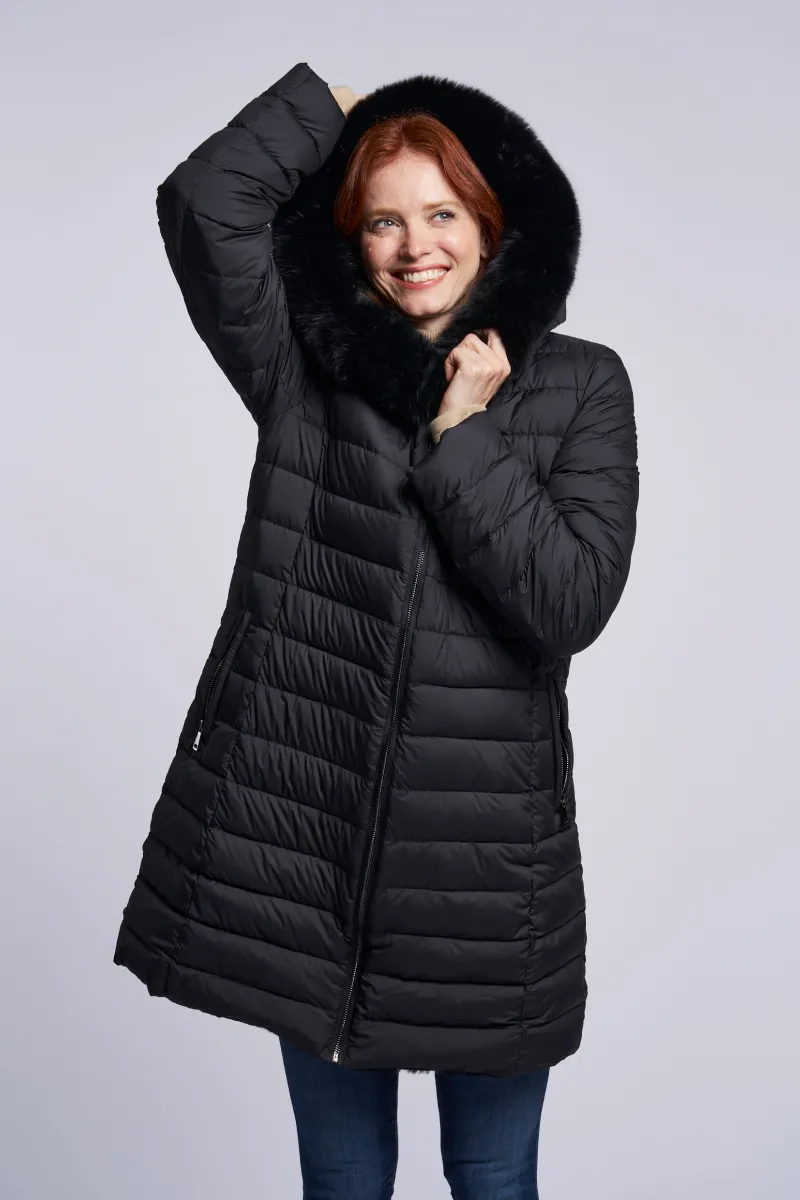 #2281HD Horizontal Down  coat Reverses to Sheared Layered Rabbit