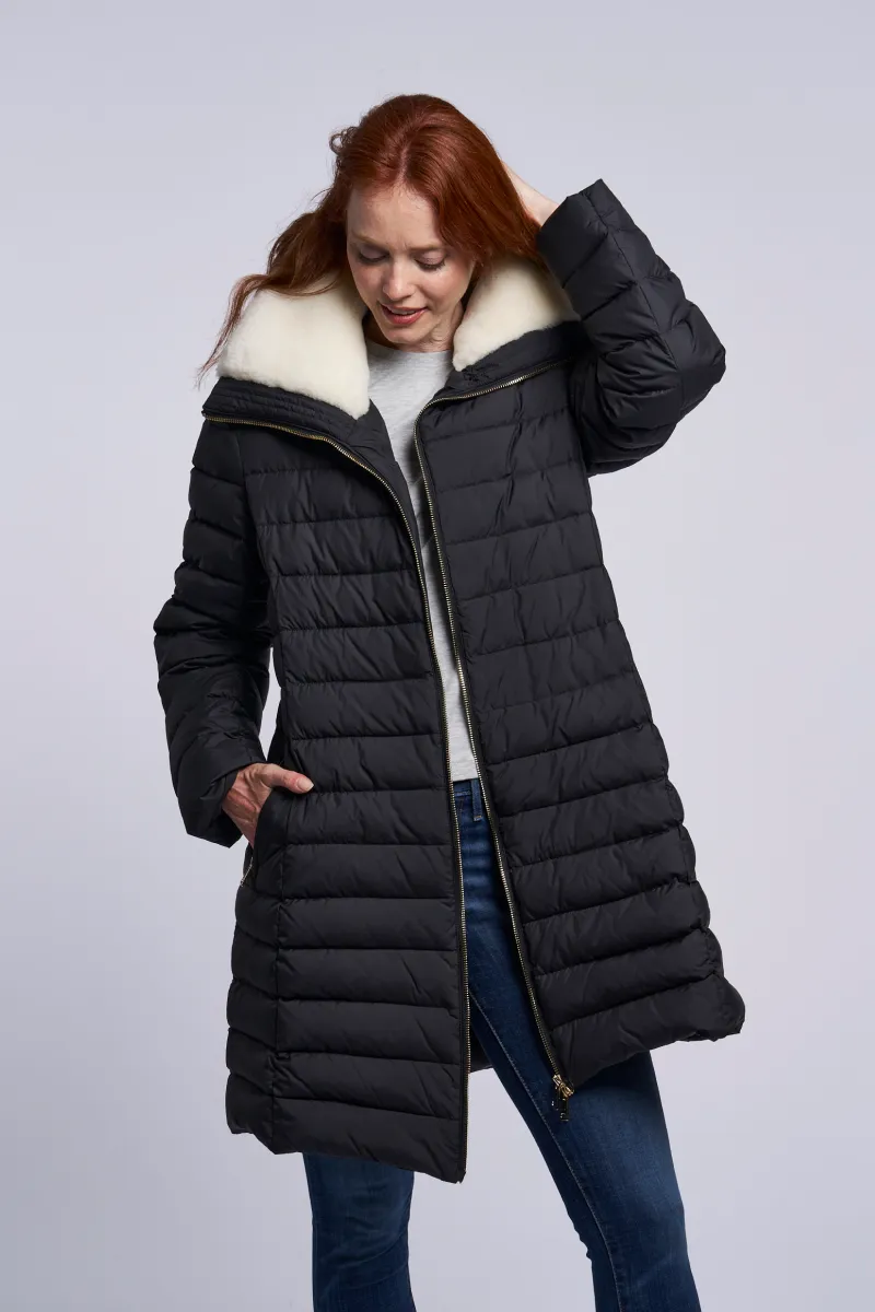 4281 Down coat shearling collar Two color choices  Winter Sale $250