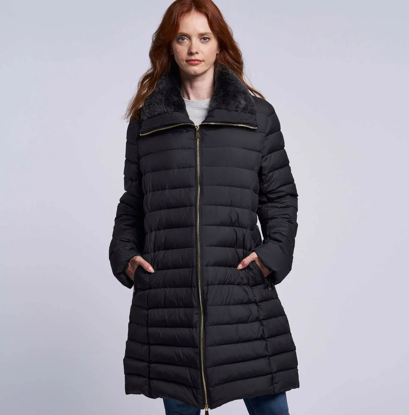 4281 Down coat shearling collar Two color choices  Winter Sale $250