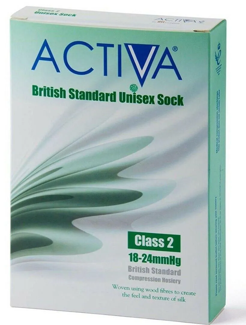 Activa Class 2 Unisex Ribbed Support Socks 18-24 mmHg Black Large