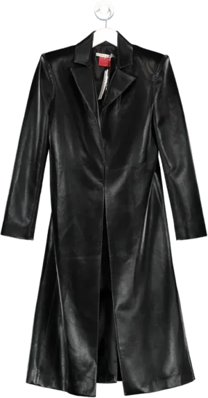 Alice   Olivia Black Mya Vegan Leather Long Blazer UK 6
