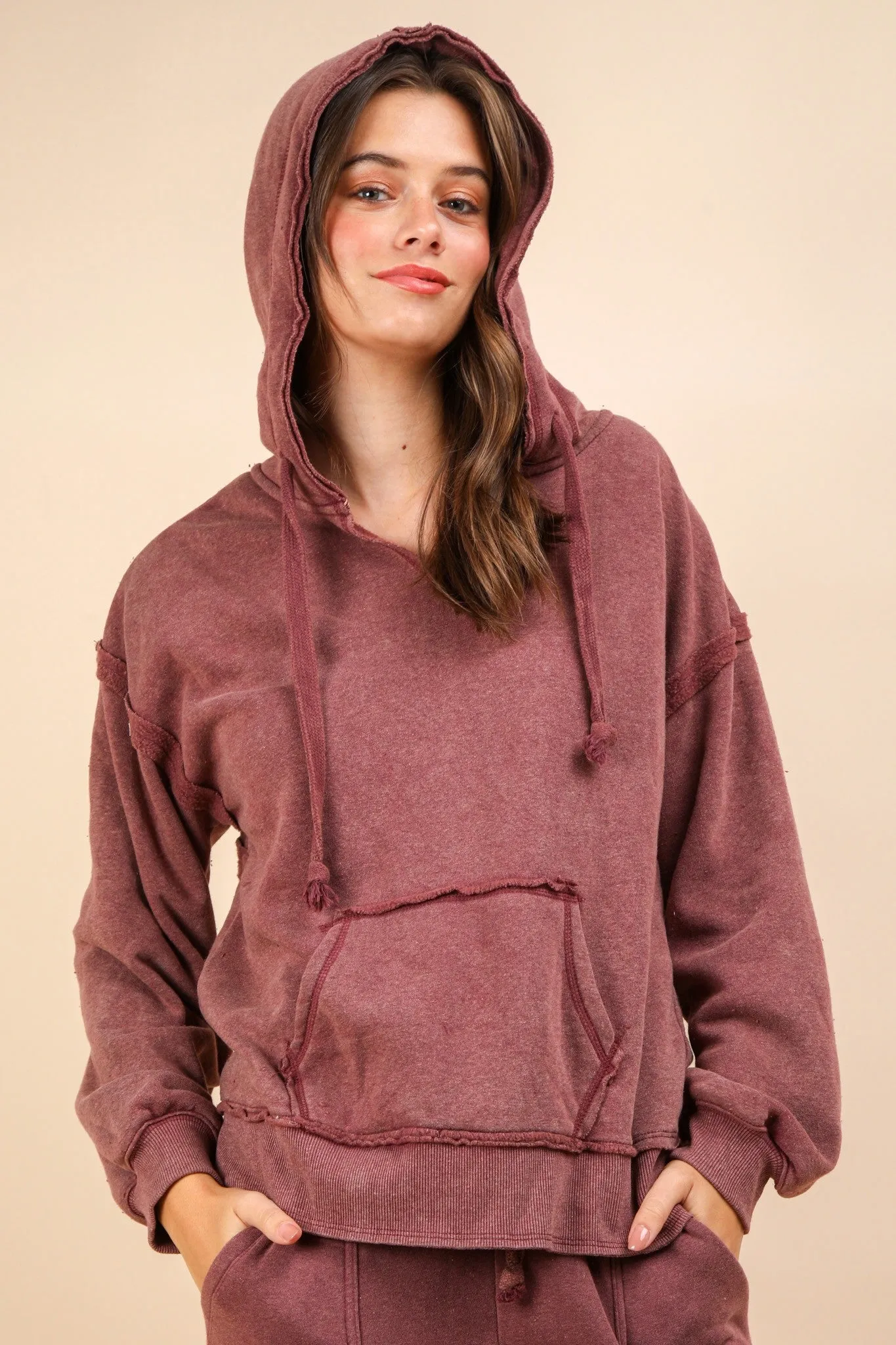 Aria- Oversized Brushed French Terry Knit Hoodie Top