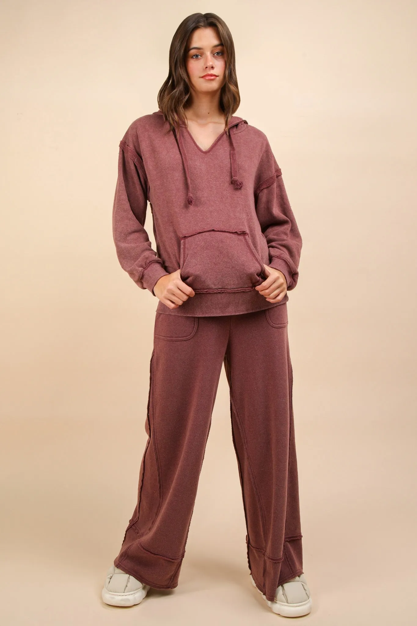 Aria- Oversized Brushed French Terry Knit Hoodie Top