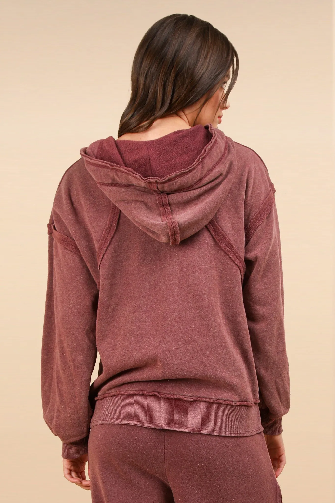 Aria- Oversized Brushed French Terry Knit Hoodie Top