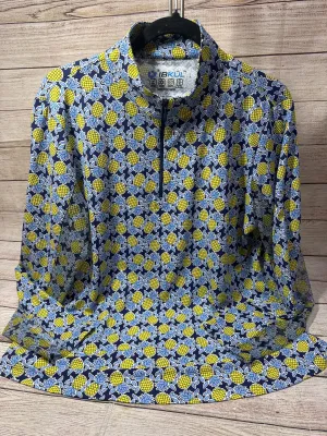 Athletic Top Long Sleeve Collar By Clothes Mentor In Blue & Yellow, Size: Xl