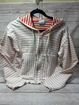 Athletic Top Long Sleeve Hoodie By Columbia In Orange & White, Size: S