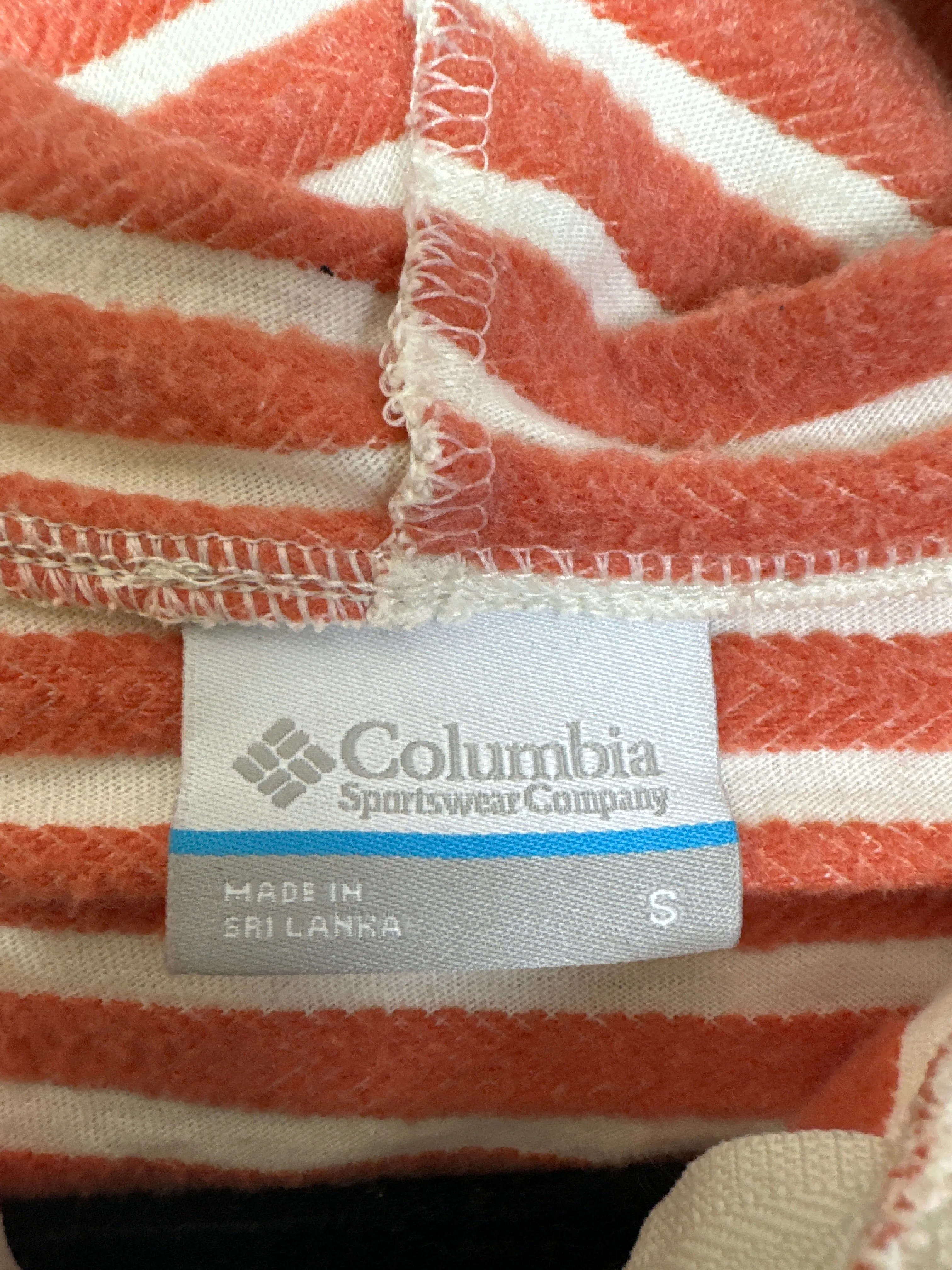 Athletic Top Long Sleeve Hoodie By Columbia In Orange & White, Size: S