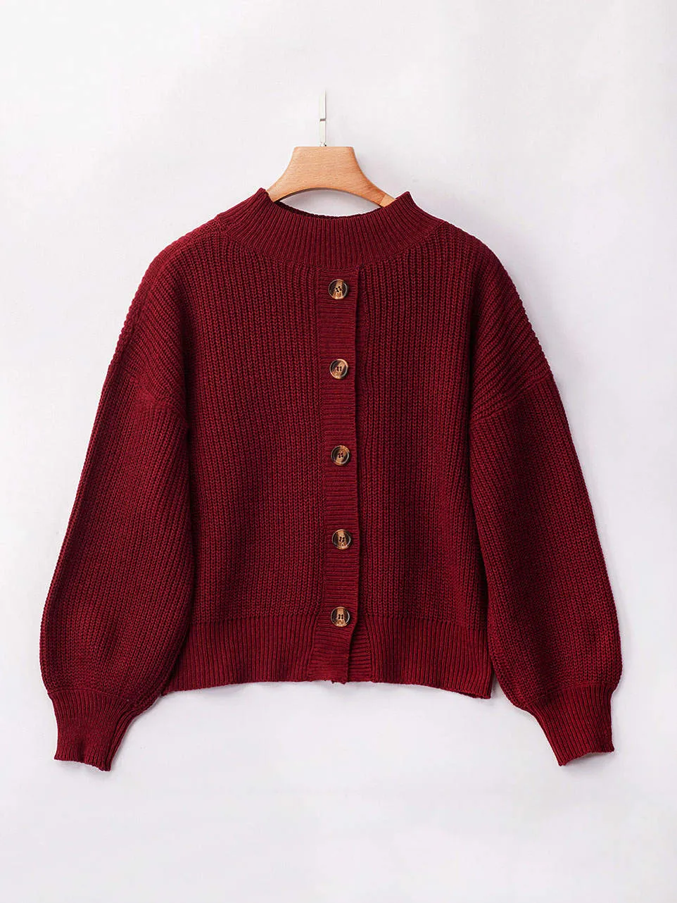 Autumn and Winter Women's Four-color Long-sleeved Button Front and Back Two-piece Pullover Sweater