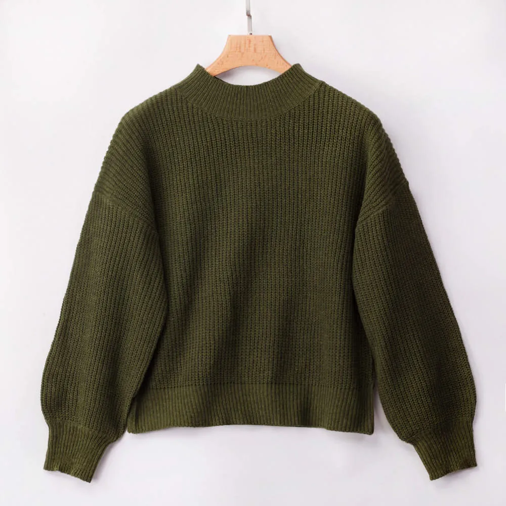 Autumn and Winter Women's Four-color Long-sleeved Button Front and Back Two-piece Pullover Sweater