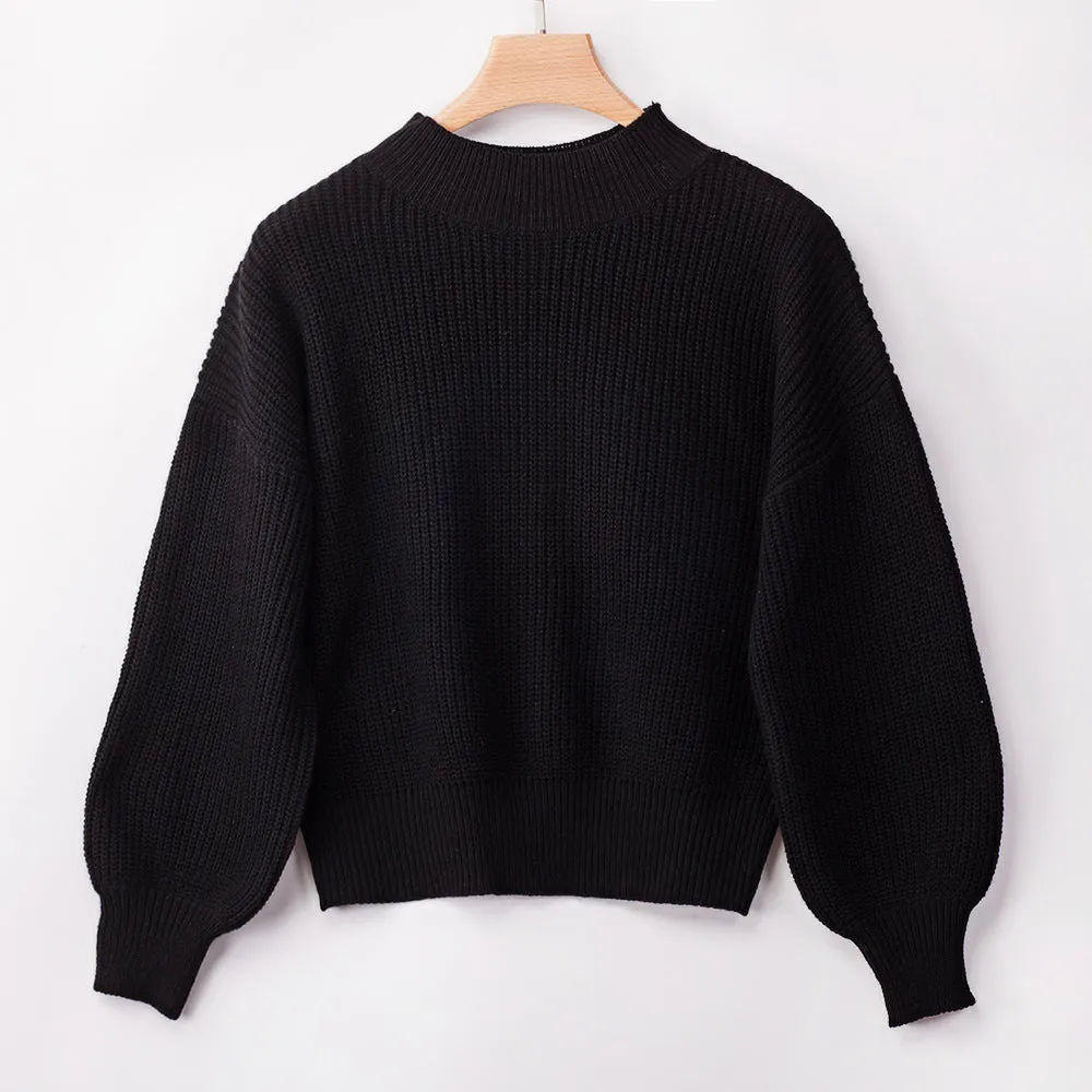 Autumn and Winter Women's Four-color Long-sleeved Button Front and Back Two-piece Pullover Sweater
