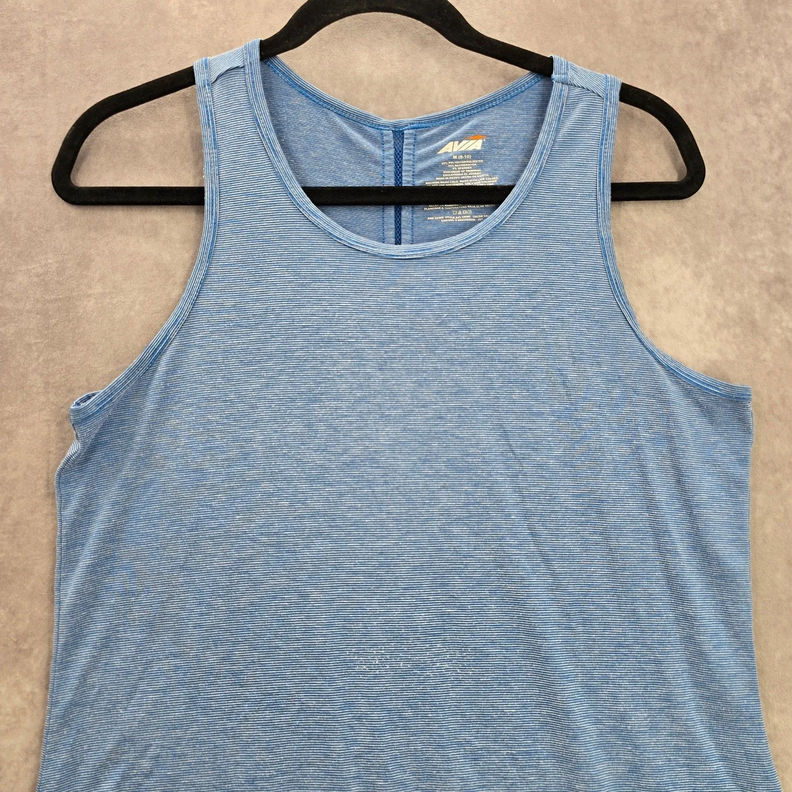 Avia Blue Stripe Athletic Activewear Tank Top Medium
