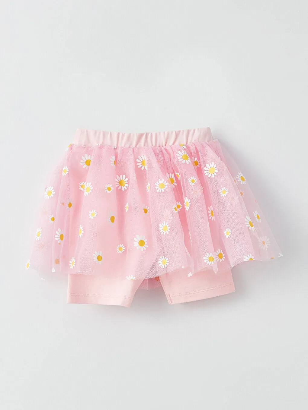 Baby Girl Floral Patterned T-Shirt and Shorts and Skirt 2-Piece Set
