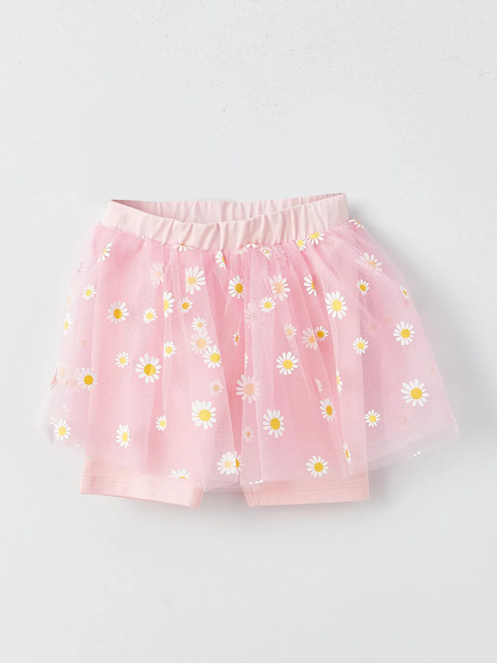 Baby Girl Floral Patterned T-Shirt and Shorts and Skirt 2-Piece Set