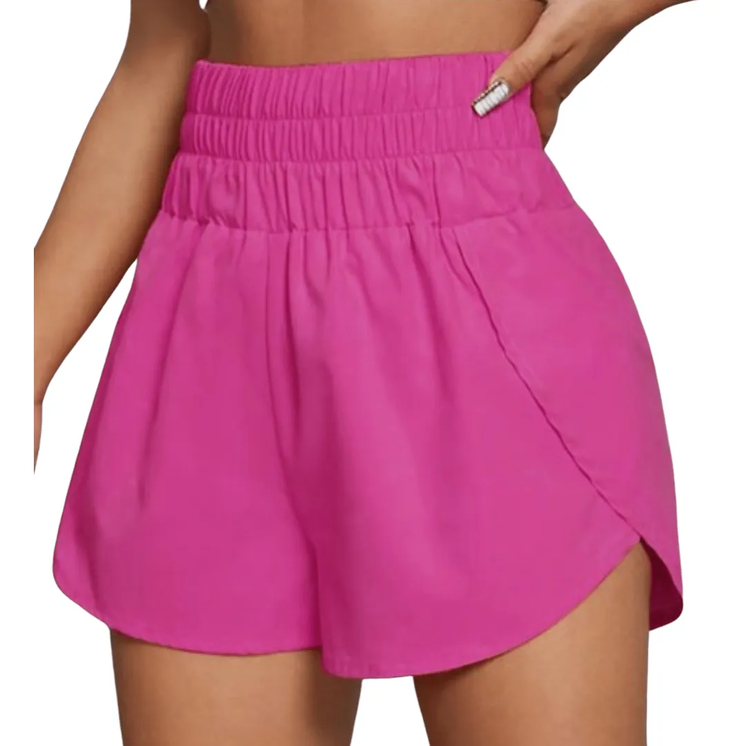 Banding High Waist Athletic Running Workout Shorts Pink