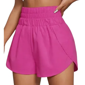 Banding High Waist Athletic Running Workout Shorts Pink