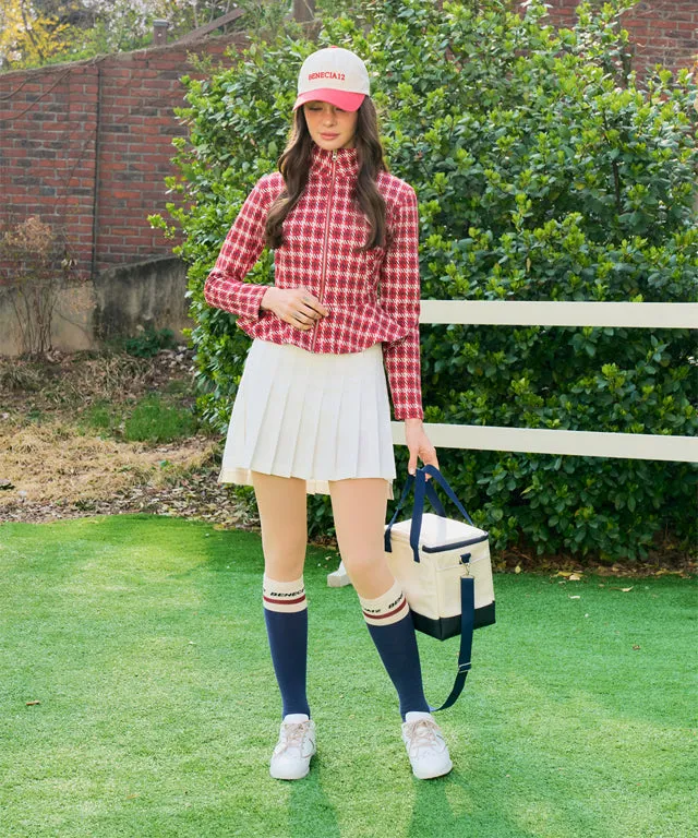 BENECIA 12 Jacquard Red Check Zip-Up - Red