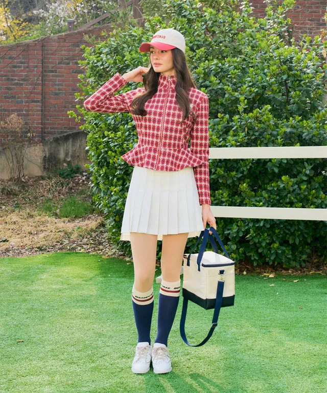 BENECIA 12 Jacquard Red Check Zip-Up - Red