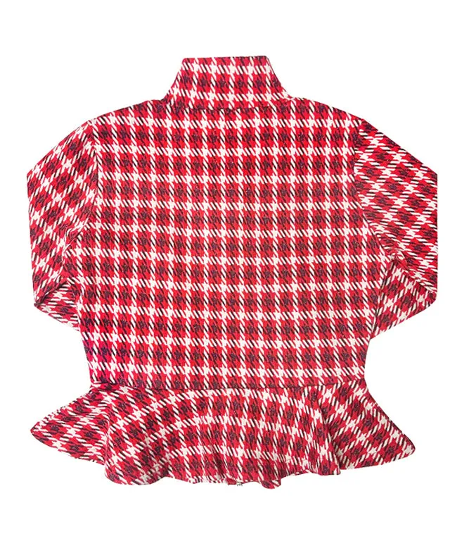 BENECIA 12 Jacquard Red Check Zip-Up - Red