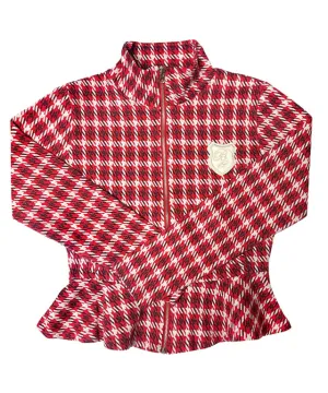 BENECIA 12 Jacquard Red Check Zip-Up - Red