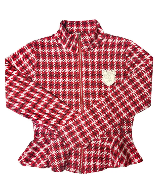 BENECIA 12 Jacquard Red Check Zip-Up - Red