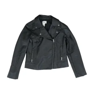 Black Animal Print Faux Leather Jacket