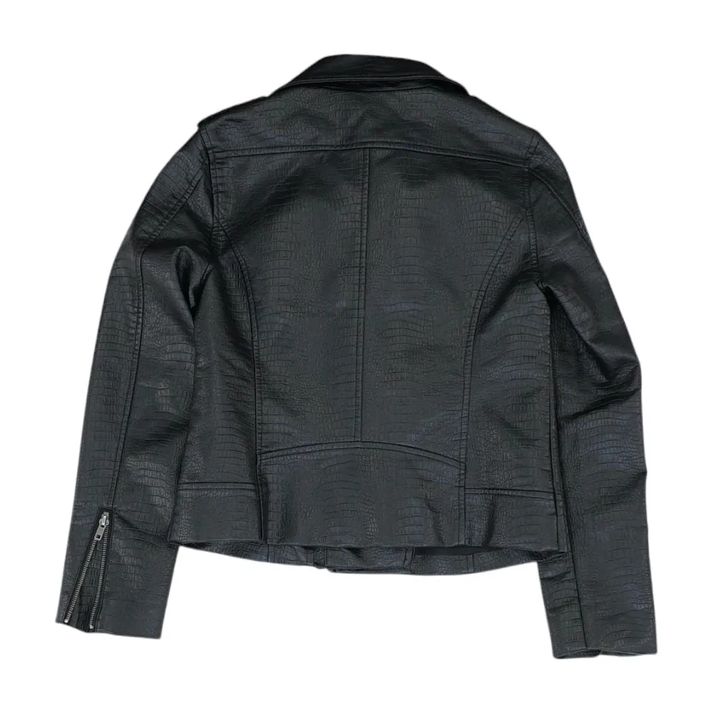 Black Animal Print Faux Leather Jacket