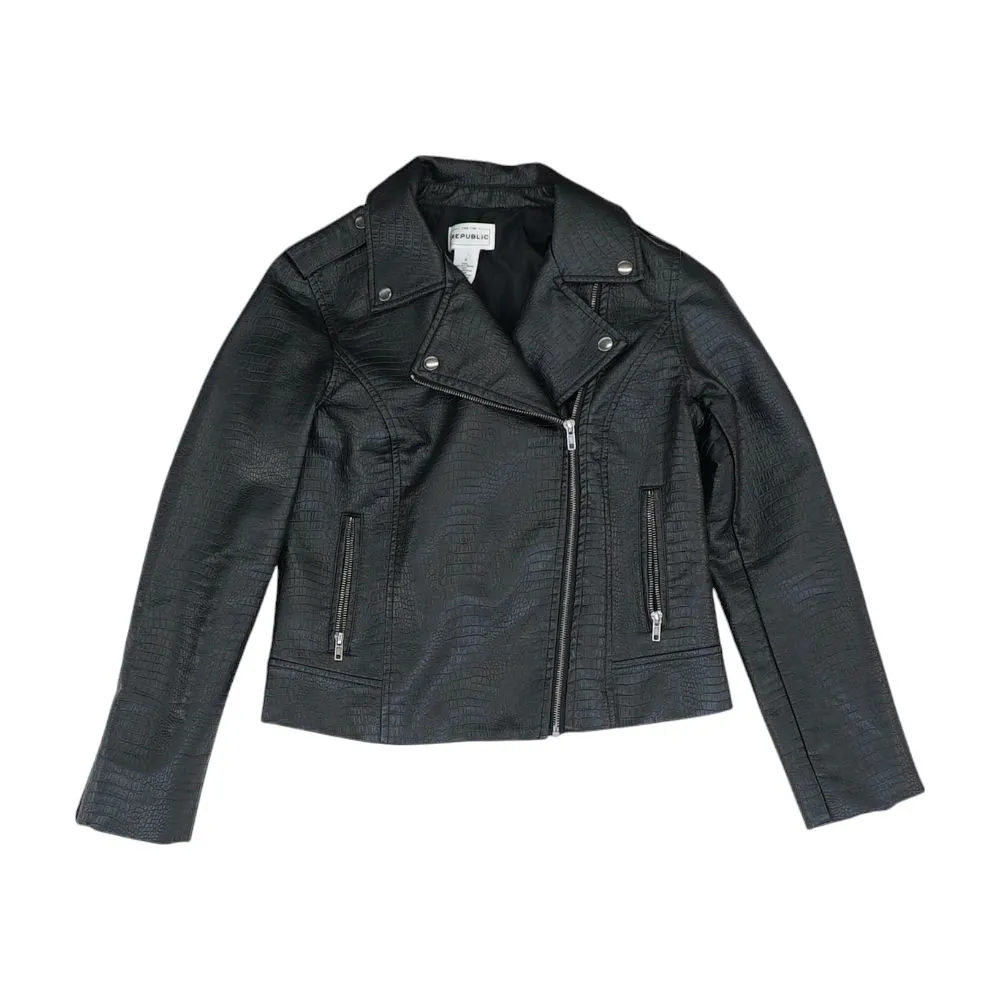 Black Animal Print Faux Leather Jacket