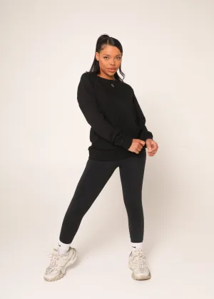 Black Oversized Crew Neck Jumper