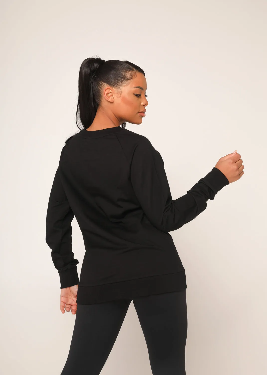 Black Oversized Crew Neck Jumper