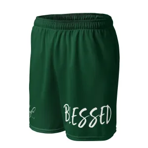 BLESSED BY XCLUSIF POETIX FOREST GREEN & WHITE Unisex mesh shorts