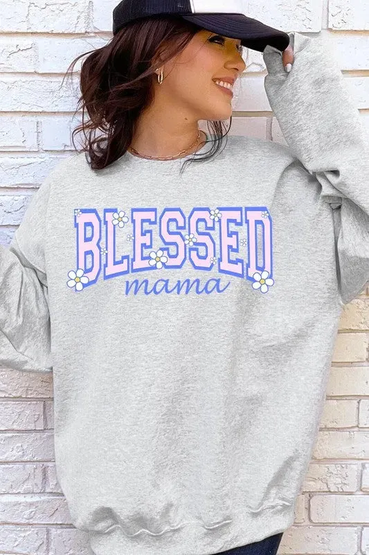 Blessed Mama Oversized Graphic Sweatshirt