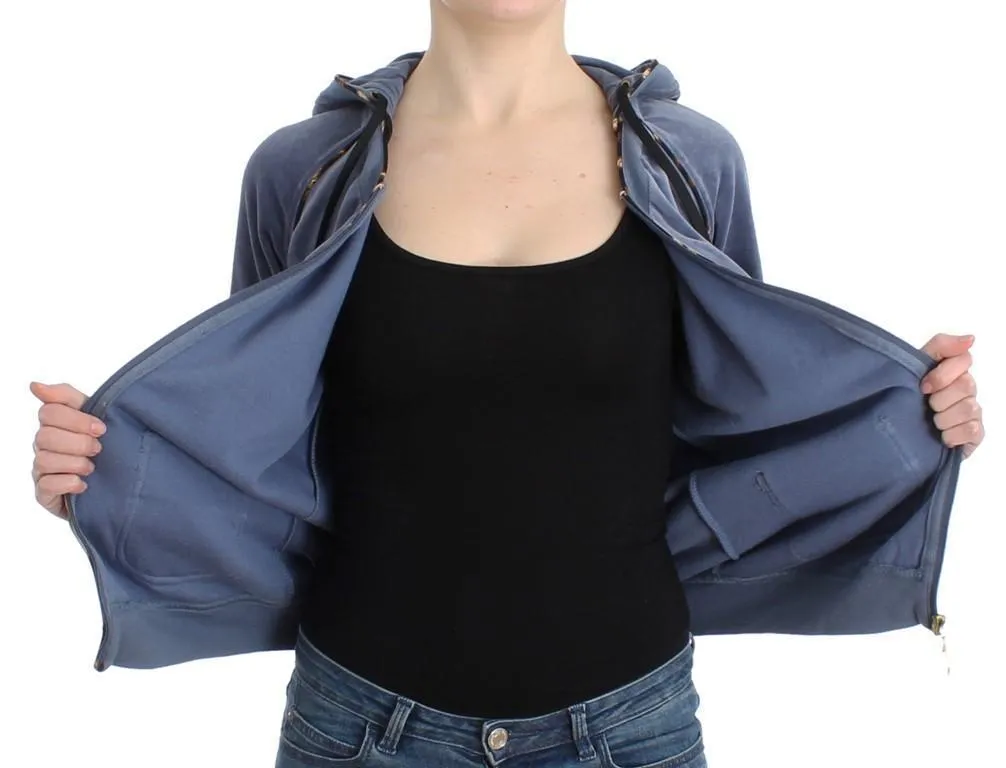 Blue velvet zipup sweatshirt
