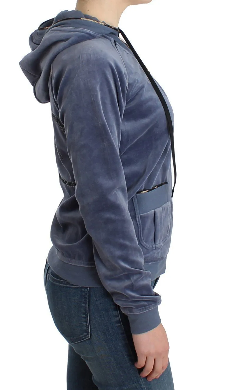 Blue velvet zipup sweatshirt