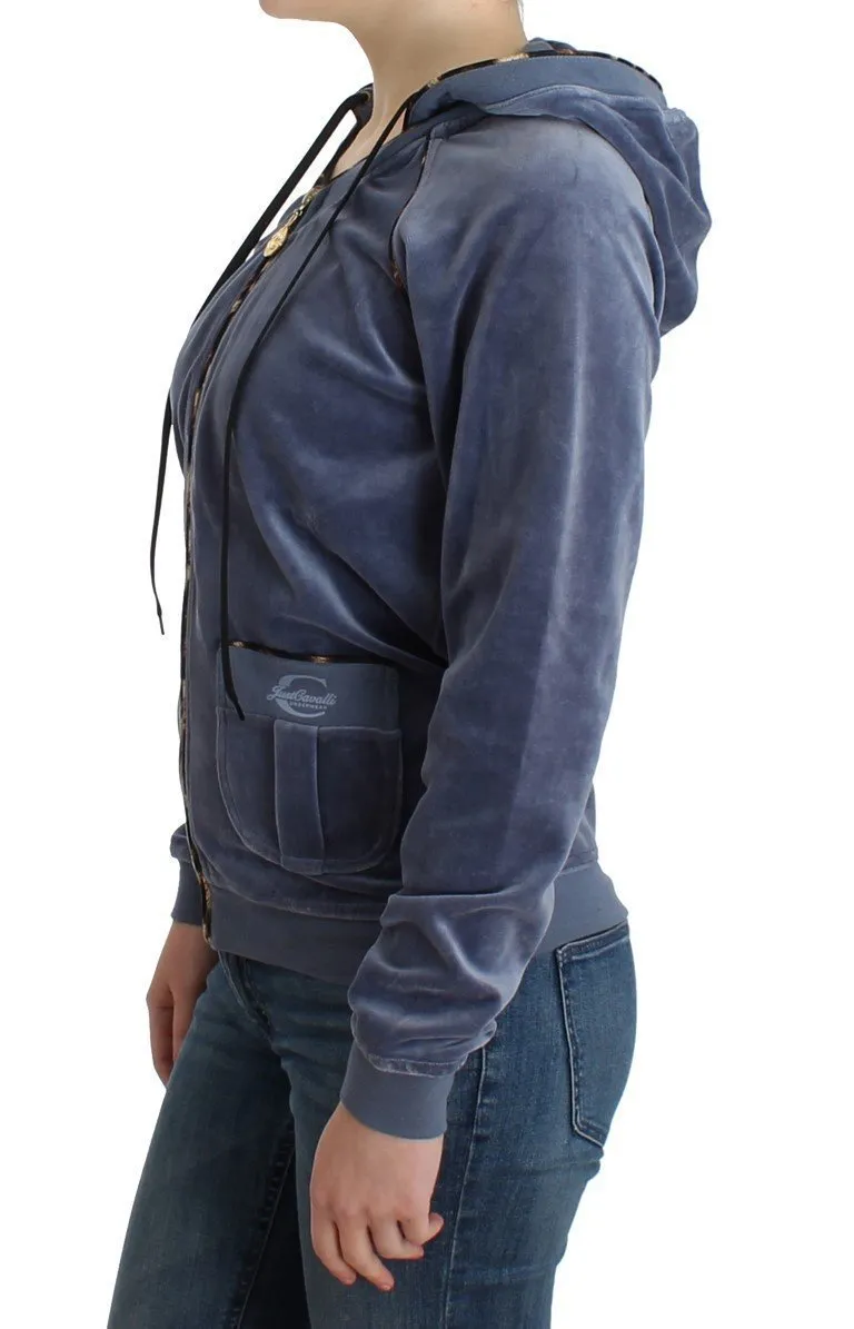 Blue velvet zipup sweatshirt