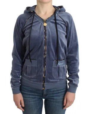 Blue velvet zipup sweatshirt