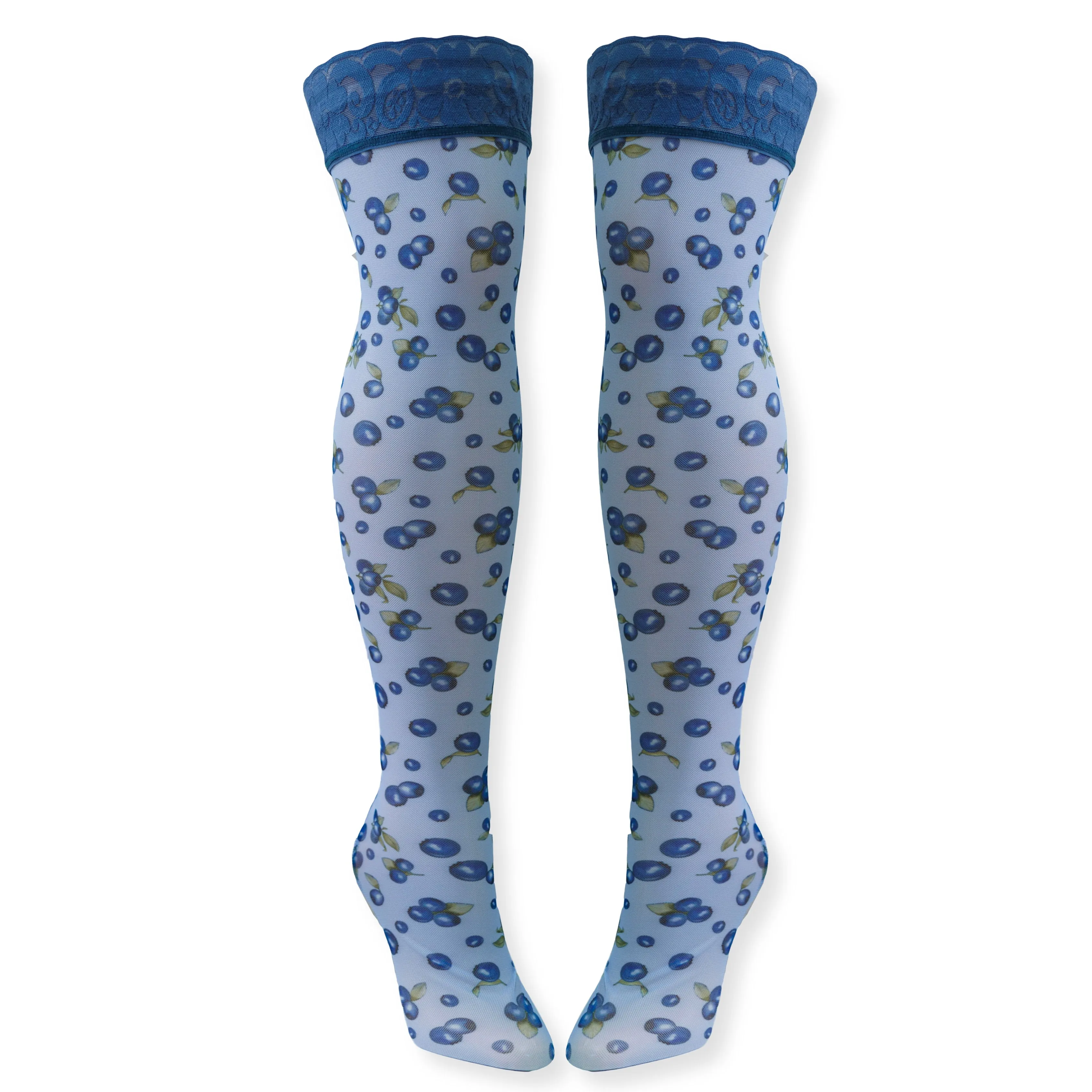 Blueberry Thrill Printed Stay Up Stockings 4X/5X