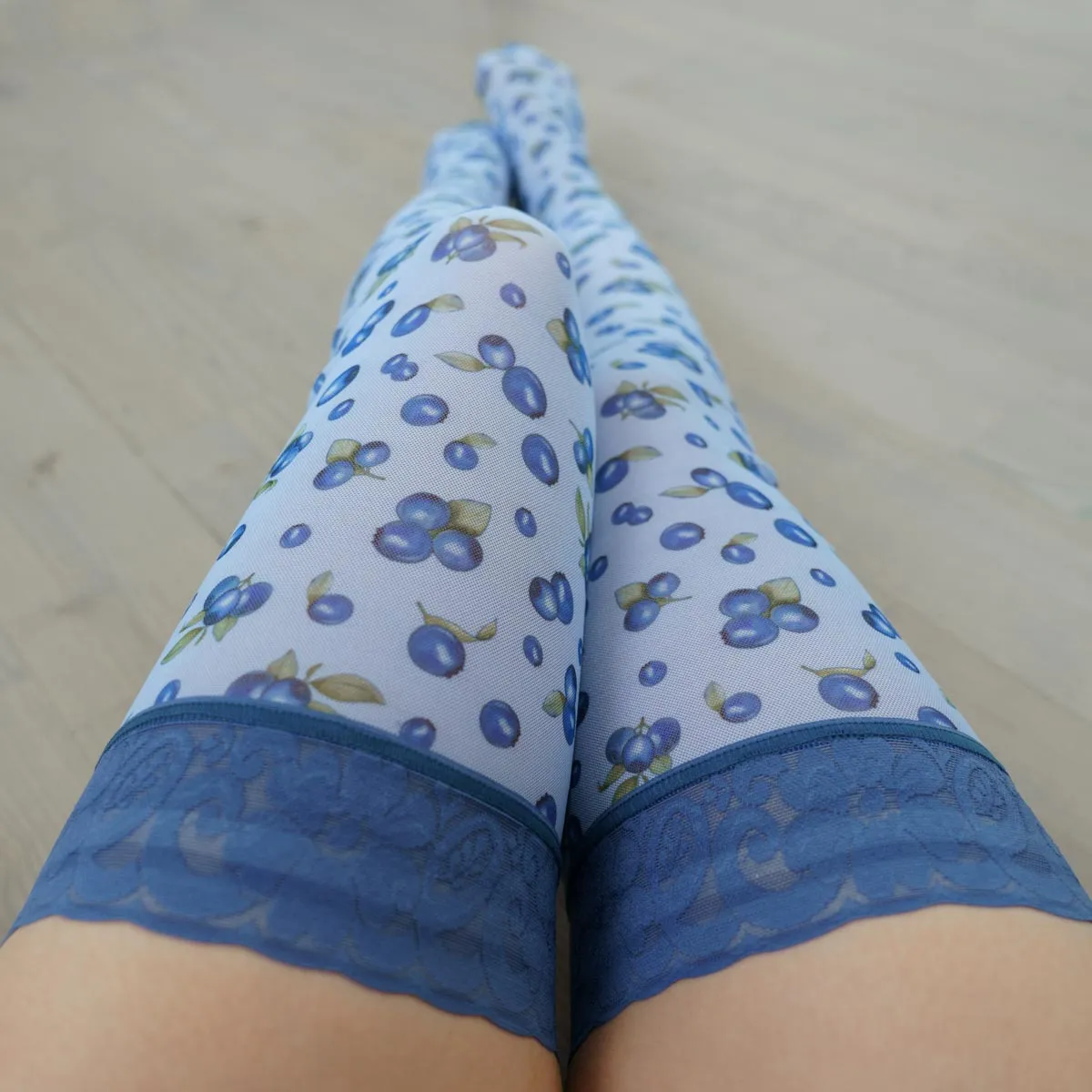 Blueberry Thrill Printed Stay Up Stockings 4X/5X