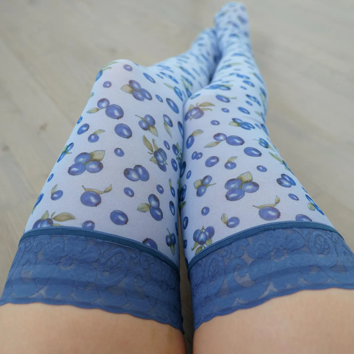 Blueberry Thrill Printed Stay Up Stockings 4X/5X