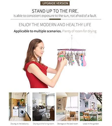 Bojly Drying Hanger Rack Foldable Clip and Laundry for Drying Clothes Socks Towels Lingerie Underwear