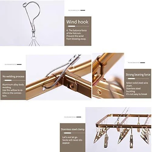 Bojly Drying Hanger Rack Foldable Clip and Laundry for Drying Clothes Socks Towels Lingerie Underwear