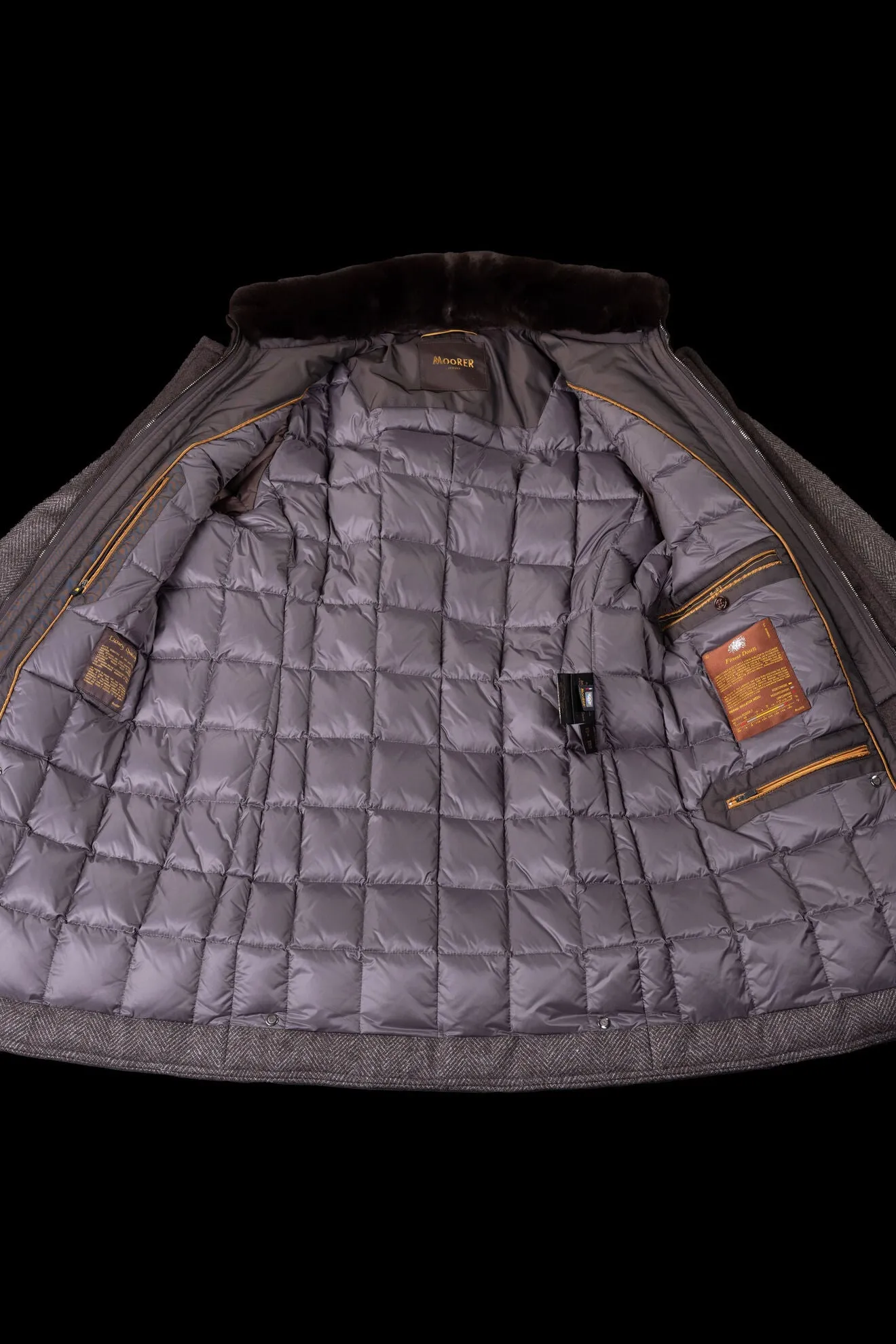 Bond Fur HD Herringbone Down Coat in Anthracite