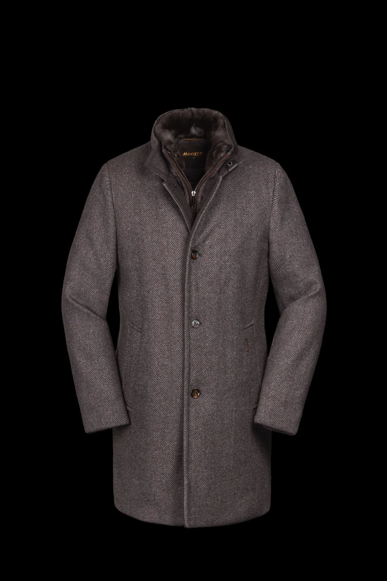 Bond Fur HD Herringbone Down Coat in Anthracite