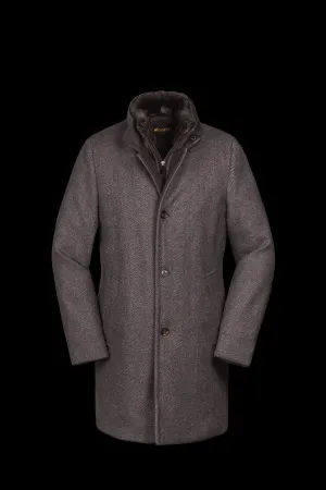 Bond Fur HD Herringbone Down Coat in Anthracite