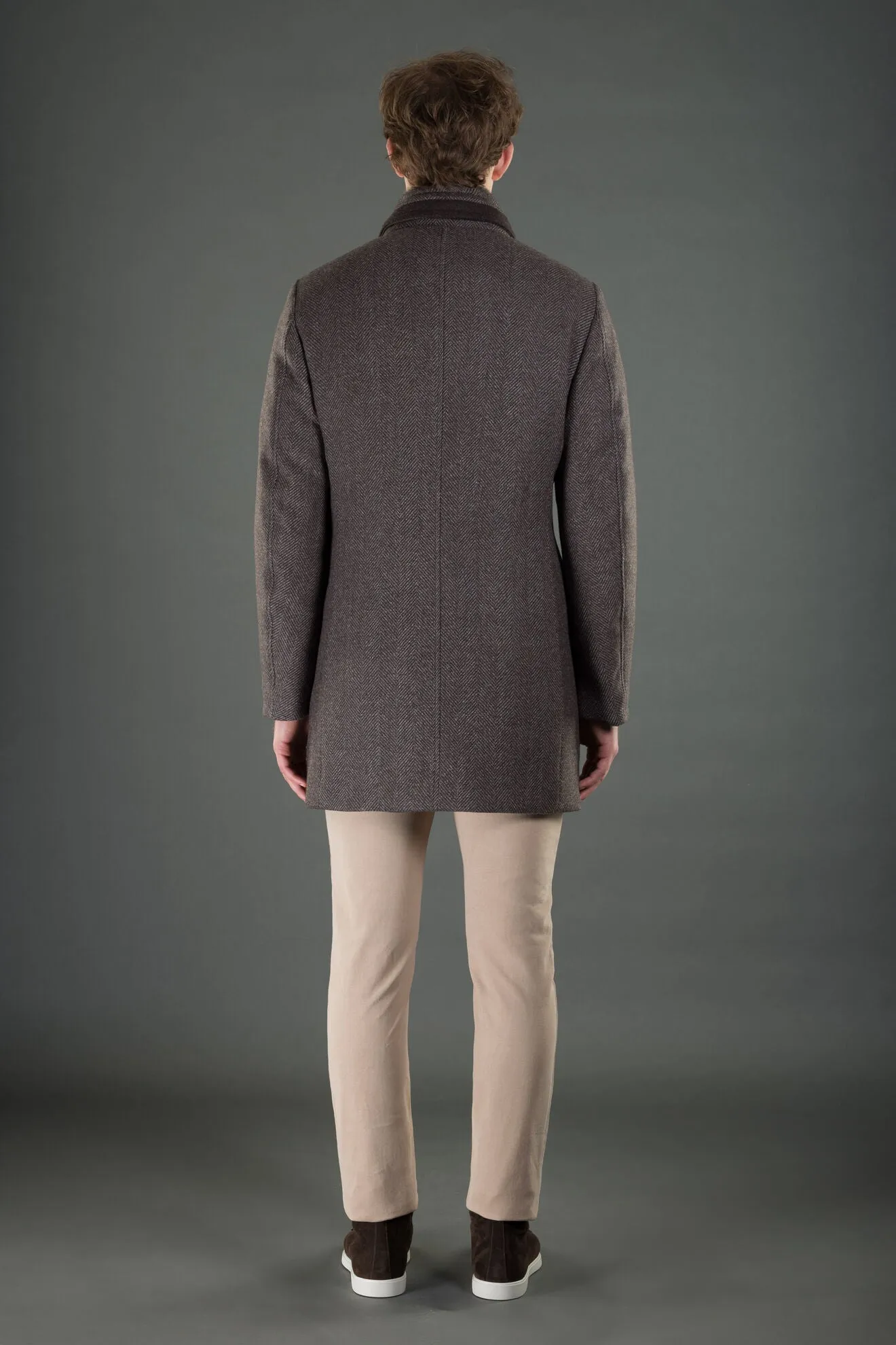 Bond Fur HD Herringbone Down Coat in Anthracite