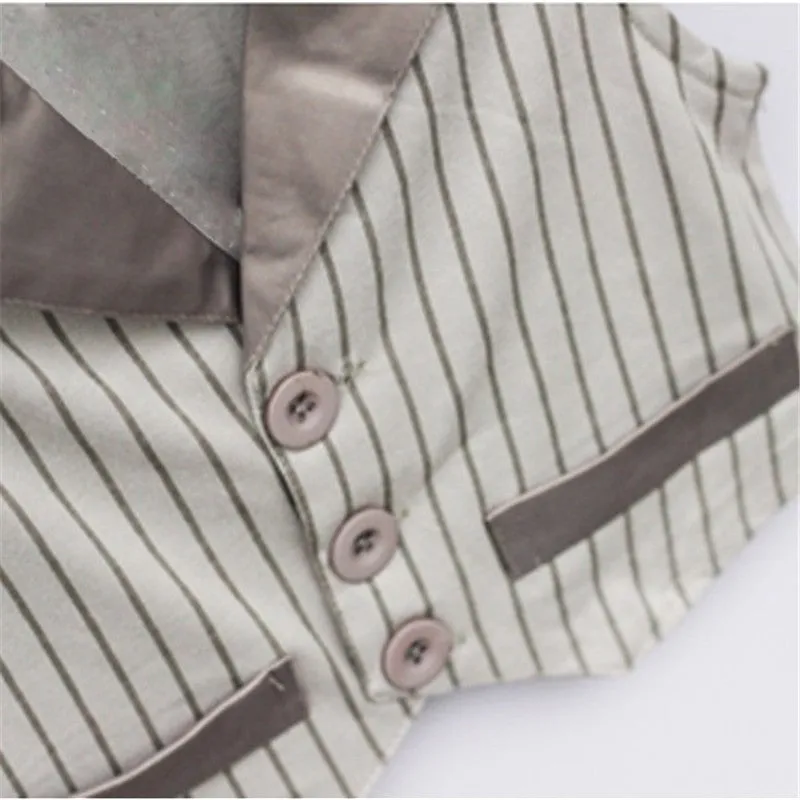 Boys Kids Gentleman Set 4pcs T Shirt Vest Tie Pant Outfits Baby Clothes Age 0-3Y NW