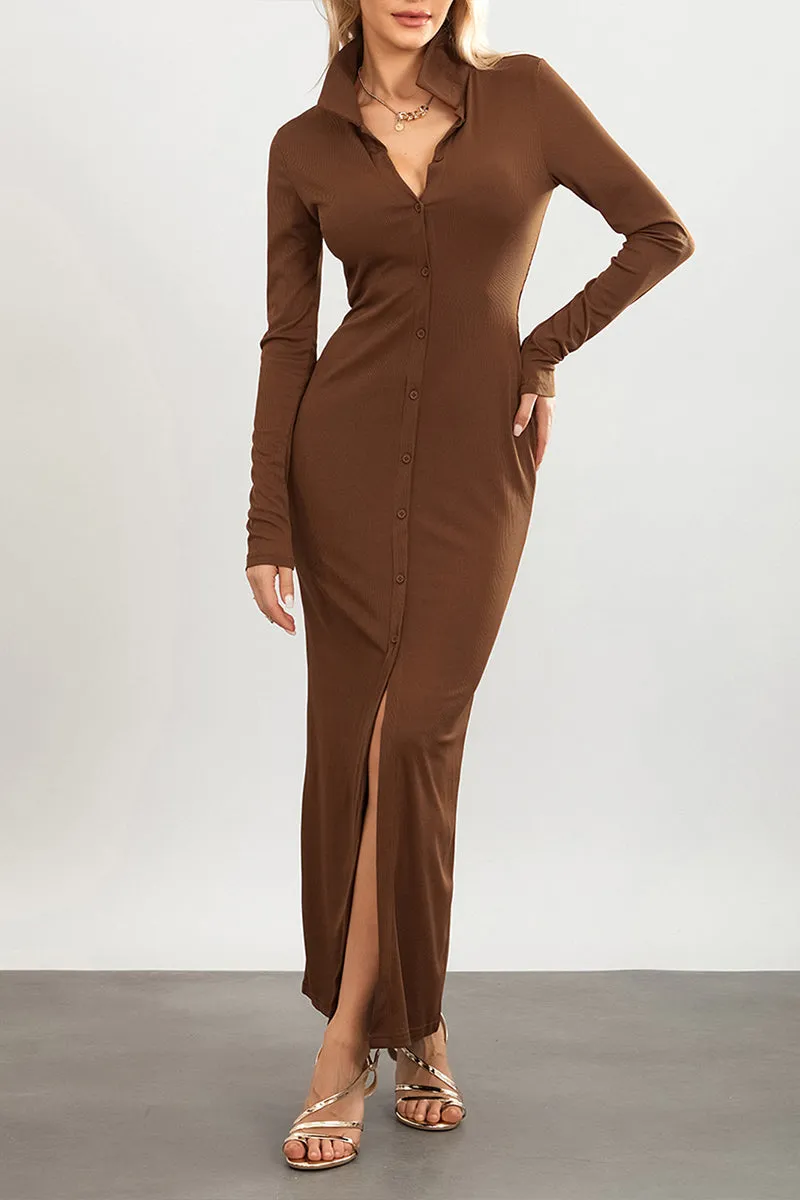 BS3216 Button-up Long Dress Outerwear