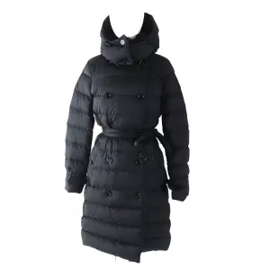 Burberry Nylon Belted Hooded Down Coat Black S